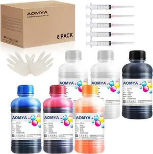Aomya 6-Pack DTF Ink 250ml DTF Transfer Ink for PET Film for Epn L1800,L805,ET-8550,R2400,P400,P800,P600,DX5,XP600,XP15000 prinetrs (6-Pack 1500ML,2WH/BCMY) Aomya 6-Pack DTF Ink 250ml DTF Transfer Ink for PET Film for Epn L1800,L805,ET-8550,R2400,P400,P800,P600,DX5,XP600,XP15000 prinetrs (6-Pack 1500ML,2WH/BCMY)