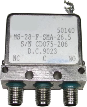 SMA RF Coaxial Single Pole Double Throw Switch, MS-28-F-SMA-26.5, 26.5GHz 28V SMA RF Coaxial Single Pole Double Throw Switch, MS-28-F-SMA-26.5, 26.5GHz 28V