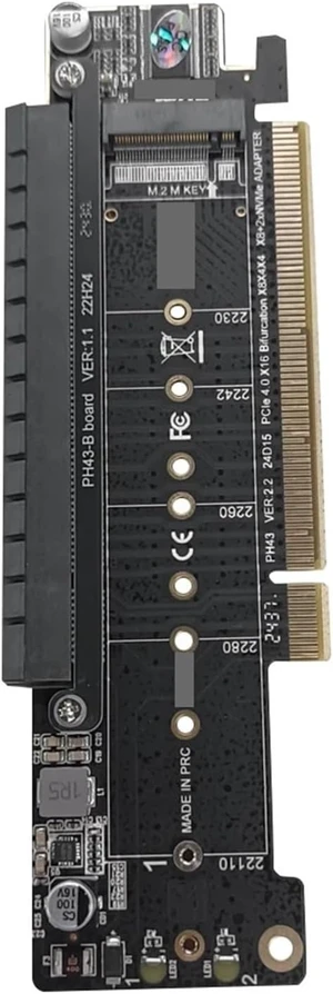 PCIe X16 to X8+X4+X4 Expansion Riser Card Extended Card PCIE4.0 M.2 NVMEx2 Input Ports Support 2280/2260/2242/2230 SSD PCIe X16 to X8+X4+X4 Expansion Riser Card Extended Card PCIE4.0 M.2 NVMEx2 Input Ports Support 2280/2260/2242/2230 SSD