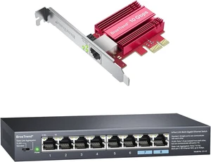 BrosTrend 10GB PCIe Network Card + 2.5Gb 8 Port Network Switch Metal Case BrosTrend 10GB PCIe Network Card + 2.5Gb 8 Port Network Switch Metal Case