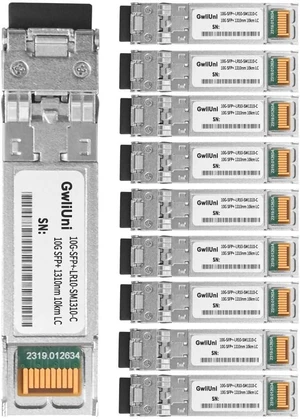 10Pcs Single Mode 10G SFP+ Fiber Module Network Transceiver, LR SM1310nm 10km, Duplex LC for Switch, Router, Firewall, Network Card, Media Converter etc 10Pcs Single Mode 10G SFP+ Fiber Module Network Transceiver, LR SM1310nm 10km, Duplex LC for Switch, Router, Firewall, Network Card, Media Converter etc