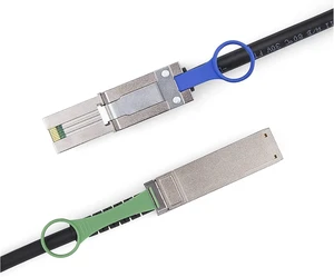 Compatible with QSFP (SFF-8436) to MiniSAS (SFF-8088) DDR Hybrid SAS Cable, 100-Ohm, 0.5-m(1.65ft) Compatible with QSFP (SFF-8436) to MiniSAS (SFF-8088) DDR Hybrid SAS Cable, 100-Ohm, 0.5-m(1.65ft)
