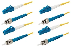 SpeedyFiberTX 4-Pack 2.5 Meter LC/UPC to ST/UPC 3.0mm Simplex Yellow Riser OFNR Fiber Patch Cable, Corning SMF-28 Singlemode 9/125um OS1/OS2 Compatible Ultra Optical Fiber