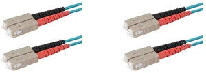 SpeedyFiberTX 2-Pack 2.5 Meter SC to SC Fiber Optic Patch Cable, Red and Black Boots, Corning ClearCurve Multimode OM4 50/125um Optical Fiber, Duplex Aqua Riser OFNR Cable Jacket