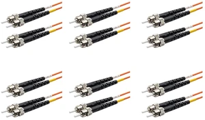 SpeedyFiberTX - 6-Pack 3.5 Meter Multimode OM1 Duplex ST to ST Fiber Patch Cable, Corning OM1 62.5/125 Optical Fiber, Orange Riser OFNR Cable Jacket