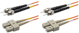 SpeedyFiberTX - 2-Pack 1 Foot Multimode OM1 Duplex ST to SC Fiber Patch Cable, Corning OM1 62.5/125 Optical Fiber, Orange Riser OFNR Cable Jacket