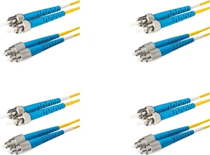 SpeedyFiberTX - 4-Pack 6 Meter Singlemode Duplex FC/U to ST/U Fiber Patch Cable, Corning SMF-28® 9/125um Ultra Optical Fiber, OS1/OS2 Compatible, Yellow Riser OFNR Cable Jacket