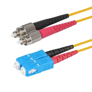 SpeedyFiberTX 1-Pack 20 Meter SC/U to FC/A Fiber Optic Patch Cable, Red and Black Boots, Corning SMF-28 Ultra Single-Mode 9/125um Optical Fiber, Duplex Yellow Riser OFNR Cable Jacket