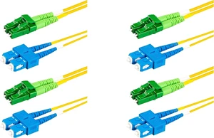 SpeedyFiberTX - 4-Pack 7 Meter Singlemode Duplex SC/U to LC/A Fiber Patch Cable, Corning SMF-28® 9/125um Ultra Optical Fiber, OS1/OS2 Compatible, Yellow Riser OFNR Cable Jacket