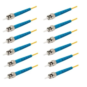 SpeedyFiberTX 6-Pack 250 Feet ST/UPC to ST/UPC 3.0mm Simplex Yellow Riser OFNR Fiber Patch Cable, Corning SMF-28 Singlemode 9/125um OS1/OS2 Compatible Ultra Optical Fiber