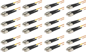 SpeedyFiberTX - 12-Pack 22 Meter Multimode OM1 Duplex FC to FC Fiber Patch Cable, Corning OM1 62.5/125 Optical Fiber, Orange Riser OFNR Cable Jacket