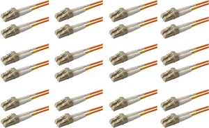 SpeedyFiberTX - 12-Pack 3 Meter Multimode OM1 Duplex LC to LC Fiber Patch Cable, Corning OM1 62.5/125 Optical Fiber, Orange Riser OFNR Cable Jacket