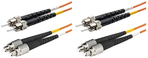 SpeedyFiberTX - 2-Pack 0.50 Meter Multimode OM1 Duplex ST to FC Fiber Patch Cable, Corning OM1 62.5/125 Optical Fiber, Orange Riser OFNR Cable Jacket