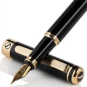 Scriveiner Luxury Fountain Pen - Stunning Black Lacquer Pen, Real Gold Finish, Schmidt Gilded Nib (Medium), Converter, Best Pen Gift Set for Men & Women, Professional, Executive, Office, Nice Pens Scriveiner Luxury Fountain Pen - Stunning Black Lacquer Pen, Real Gold Finish, Schmidt Gilded Nib (Medium), Converter, Best Pen Gift Set for Men & Women, Professional, Executive, Office, Nice Pens