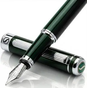 Scriveiner British Racing Green Fountain Pen - Stunning Luxury Pen with Chrome Finish, Schmidt Nib (Medium), Best Pen Gift Set for Men & Women, Professional, Executive, Office, Nice Pens Scriveiner British Racing Green Fountain Pen - Stunning Luxury Pen with Chrome Finish, Schmidt Nib (Medium), Best Pen Gift Set for Men & Women, Professional, Executive, Office, Nice Pens