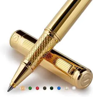 Scriveiner Gold Rollerball Pen - Stunning Luxury Pen, Real Gold Plating, Schmidt Ink Refill, Best Roller Ball Pen Gift Set for Men & Women, Professional, Executive Office, Nice Pens Scriveiner Gold Rollerball Pen - Stunning Luxury Pen, Real Gold Plating, Schmidt Ink Refill, Best Roller Ball Pen Gift Set for Men & Women, Professional, Executive Office, Nice Pens