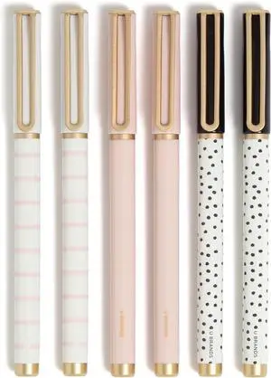 U Brands Catalina Felt Tip Pens, Set of 6 Black Ink Pens, Dots and Stripes, Medium (0.7 mm) Point U Brands Catalina Felt Tip Pens, Set of 6 Black Ink Pens, Dots and Stripes, Medium (0.7 mm) Point