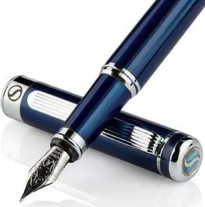 Scriveiner Midnight Blue Fountain Pen - Stunning Luxury Pen with Chrome Appointments, Schmidt Nib (Medium), Best Pen Gift Set for Men & Women, Professional, Executive, Office, Nice Pens Scriveiner Midnight Blue Fountain Pen - Stunning Luxury Pen with Chrome Appointments, Schmidt Nib (Medium), Best Pen Gift Set for Men & Women, Professional, Executive, Office, Nice Pens