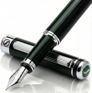 Scriveiner Black Green Fountain Pen - Stunning Luxury Pen with Chrome Finish, Schmidt Nib (Fine), Best Pen Gift Set for Men & Women, Professional, Executive, Office, Nice Pens Scriveiner Black Green Fountain Pen - Stunning Luxury Pen with Chrome Finish, Schmidt Nib (Fine), Best Pen Gift Set for Men & Women, Professional, Executive, Office, Nice Pens