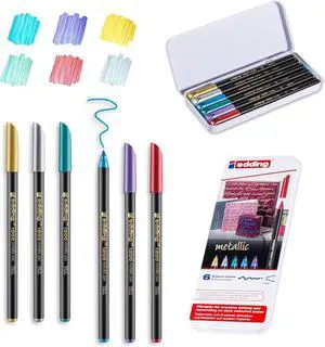 edding 1200 Metallic Color Fiber Pen Set, 6-Colors edding 1200 Metallic Color Fiber Pen Set, 6-Colors
