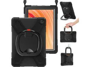 Shockproof Case for Amazon Fire HD 10 Tablet 10.1 (Only fits 13th generation tablet, 2023 release), Rugged Silicone Cover with 360 Rotating Kickstand & Handle Grip, Shoulder Strap, Black Shockproof Case for Amazon Fire HD 10 Tablet 10.1 (Only fits 13th generation tablet, 2023 release), Rugged Silicone Cover with 360 Rotating Kickstand & Handle Grip, Shoulder Strap, Black