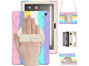 Fire HD 10 2021 Release Case for Kids, Shockproof Heavy Duty Rugged Cover with Kickstand & Hand Strap and Shoulder Strap for Amazon Fire HD 10 Plus 11th Generation 2021 Release-Colorful Pink Fire HD 10 2021 Release Case for Kids, Shockproof Heavy Duty Rugged Cover with Kickstand & Hand Strap and Shoulder Strap for Amazon Fire HD 10 Plus 11th Generation 2021 Release-Colorful Pink