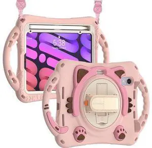 Kids Case for Apple iPad Mini 6 8.3 Inch 2021, Silicone Shockproof Protective Boy Girl Cover with Pencil Holder Handle Grip Hand Strap Kickstand Shoulder Strap for Model A2567 A2568 A2569-Pink Kids Case for Apple iPad Mini 6 8.3 Inch 2021, Silicone Shockproof Protective Boy Girl Cover with Pencil Holder Handle Grip Hand Strap Kickstand Shoulder Strap for Model A2567 A2568 A2569-Pink