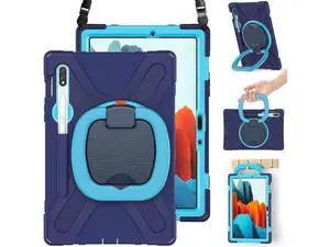 Galaxy Tab S8 Plus/S7 FE/S7 Plus 12.4 Case 2022 (SM-X800/T730/T970), Rugged Silicone Case with Handle Grip,Kickstand,Shoulder Strap,S Pen Holder for Samsung Galaxy Tab S8+ /S7+ 2022-Navy Blue Galaxy Tab S8 Plus/S7 FE/S7 Plus 12.4 Case 2022 (SM-X800/T730/T970), Rugged Silicone Case with Handle Grip,Kickstand,Shoulder Strap,S Pen Holder for Samsung Galaxy Tab S8+ /S7+ 2022-Navy Blue