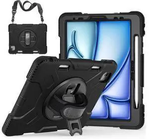 Case for 2024 iPad Air 11-Inch (M2, 6th Gen), Durable Shockproof Protective Cover with 360° Rotating Stand - Hand Strap - Shoulder Strap - Pencil Holder Case for 2024 iPad Air 11-Inch (M2, 6th Gen), Durable Shockproof Protective Cover with 360° Rotating Stand - Hand Strap - Shoulder Strap - Pencil Holder