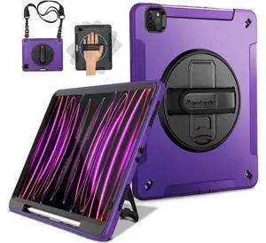 Case for iPad Pro 12.9 2022/2021: Military Grade Heavy Duty Shockproof Cover for iPad Pro 12.9 Inch 6th/5th Generation- Pencil Holder - Rotating Stand - Hand/Shoulder Strap - Rose Case for iPad Pro 12.9 2022/2021: Military Grade Heavy Duty Shockproof Cover for iPad Pro 12.9 Inch 6th/5th Generation- Pencil Holder - Rotating Stand - Hand/Shoulder Strap - Rose