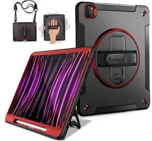 Case for iPad Pro 12.9 2022/2021: Military Grade Heavy Duty Shockproof Cover for iPad Pro 12.9 Inch 6th/5th Generation- Pencil Holder - Rotating Stand - Hand/Shoulder Strap - Black Case for iPad Pro 12.9 2022/2021: Military Grade Heavy Duty Shockproof Cover for iPad Pro 12.9 Inch 6th/5th Generation- Pencil Holder - Rotating Stand - Hand/Shoulder Strap - Black