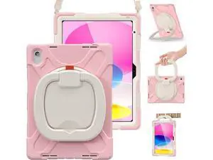 iPad 10th Generation Case 2022 10.9 Inch A2696 A2757 A2777-Shockproof Silicone Cover with Pencil Holder/360°Swivel Ring Stand/Handle Grip/Kickstand/Shoulder Strap/Screen Protector, Sakura Pink iPad 10th Generation Case 2022 10.9 Inch A2696 A2757 A2777-Shockproof Silicone Cover with Pencil Holder/360°Swivel Ring Stand/Handle Grip/Kickstand/Shoulder Strap/Screen Protector, Sakura Pink
