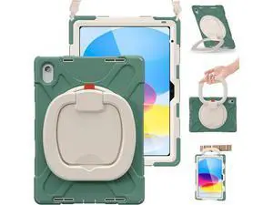 Case for iPad 10th Generation 2022-Silicone Cover with Pencil Holder/Rotating Handle Grip/Stable Kickstand/Adjustable Shoulder Strap for iPad 10th Gen 10.9 Inch A2696 A2757 A2777, Emerald Green Case for iPad 10th Generation 2022-Silicone Cover with Pencil Holder/Rotating Handle Grip/Stable Kickstand/Adjustable Shoulder Strap for iPad 10th Gen 10.9 Inch A2696 A2757 A2777, Emerald Green