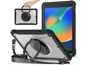 Ultimate Protection Case for iPad 10.2 Inch 9th / 8th / 7th Generation (2021/2020 / 2019) Sturdy Shockproof Tablet Cover with 360° Rotatable Kickstand & Shoulder Strap/Pencil Holder, Black Ultimate Protection Case for iPad 10.2 Inch 9th / 8th / 7th Generation (2021/2020 / 2019) Sturdy Shockproof Tablet Cover with 360° Rotatable Kickstand & Shoulder Strap/Pencil Holder, Black