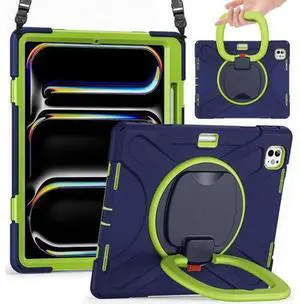 for iPad Pro 13 inch Case (2024) M4 Chip Model A2925/A2926 Heavy Duty Rugged Durability Silicone Tablet Cover with 360° Rotating Ring Foldable Kickstand & Shoulder Strap, Purple for iPad Pro 13 inch Case (2024) M4 Chip Model A2925/A2926 Heavy Duty Rugged Durability Silicone Tablet Cover with 360° Rotating Ring Foldable Kickstand & Shoulder Strap, Purple