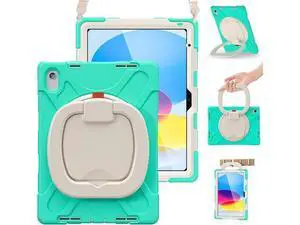New iPad 10th Generation Case 2022 Release 10.9 Inch A2696 A2757 A2777-Shockproof Silicone Cover with Screen Protector/Pencil Holder/Rotating Handle Grip/Kickstand/Shoulder Strap, Mint Green New iPad 10th Generation Case 2022 Release 10.9 Inch A2696 A2757 A2777-Shockproof Silicone Cover with Screen Protector/Pencil Holder/Rotating Handle Grip/Kickstand/Shoulder Strap, Mint Green