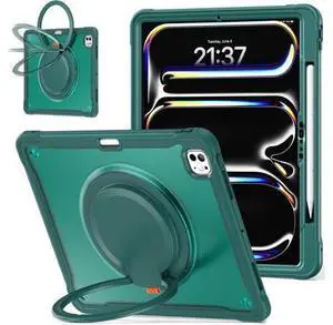 iPad Pro 13 inch Case 2024 M4 Chip Lightweight Dual-Layer Protective Tablet Cover, Durable Shock-Absorbing Corners with 360° Rotating Retractable Kickstand Ring Built-in Pen Slot, Teal iPad Pro 13 inch Case 2024 M4 Chip Lightweight Dual-Layer Protective Tablet Cover, Durable Shock-Absorbing Corners with 360° Rotating Retractable Kickstand Ring Built-in Pen Slot, Teal