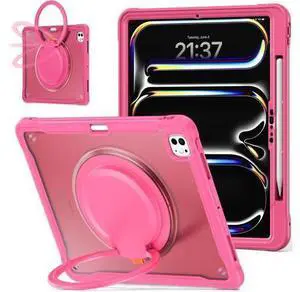 iPad Pro 11 inch Case 2024 M4 Chip Lightweight Dual-Layer Protective Tablet Cover, Durable Shock-Absorbing Corners with 360° Rotating Retractable Kickstand Ring Built-in Pen Slot, Pink iPad Pro 11 inch Case 2024 M4 Chip Lightweight Dual-Layer Protective Tablet Cover, Durable Shock-Absorbing Corners with 360° Rotating Retractable Kickstand Ring Built-in Pen Slot, Pink