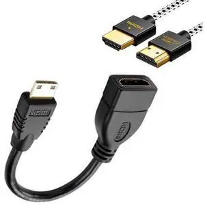 CableCreation Mini HDMI to HDMI Cable Bundle with 6ft Ultra Thin HDMI Cable CableCreation Mini HDMI to HDMI Cable Bundle with 6ft Ultra Thin HDMI Cable