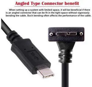 HKCY 5Gbps USB-C Type-C Host to Micro USB3.0 Screw Mount 90 Degree Up Angled for Industrial Camera Storage HKCY 5Gbps USB-C Type-C Host to Micro USB3.0 Screw Mount 90 Degree Up Angled for Industrial Camera Storage