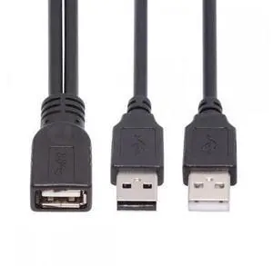 Black USB 2.0 Female A to Dual A Male Extra Power Data Y Extension Cable for 2.5" Mobile Hard Disk Black USB 2.0 Female A to Dual A Male Extra Power Data Y Extension Cable for 2.5" Mobile Hard Disk
