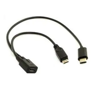 SM Micro USB Female to USB-C Type C USB 3.1 & Micro USB Male Splitter Extension Charge Cable SM Micro USB Female to USB-C Type C USB 3.1 & Micro USB Male Splitter Extension Charge Cable