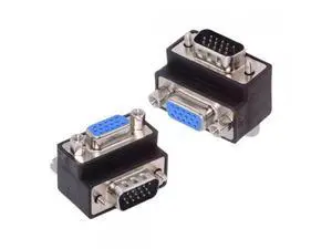 2pcs/lot Up & Down Angled 90 Degree VGA RGB HDB15Pin Screw Type Male to Female Nut Type Extension Adapter for Monitor Displays 2pcs/lot Up & Down Angled 90 Degree VGA RGB HDB15Pin Screw Type Male to Female Nut Type Extension Adapter for Monitor Displays