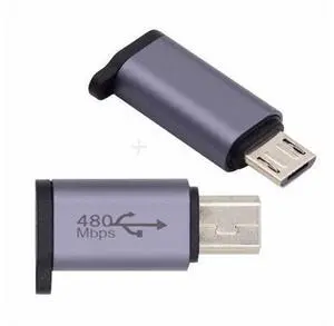 2pcs/lot USB-C USB2.0 Type-C Female to Micro Mini USB Male Power Adapter 480Mbps Data with Chain Holes 2pcs/lot USB-C USB2.0 Type-C Female to Micro Mini USB Male Power Adapter 480Mbps Data with Chain Holes