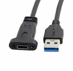 USB-C USB 3.1 Type-C Female to USB 3.0 A Male Data 5Gbps Cable (20cm) with Panel Mount Screw Hole USB-C USB 3.1 Type-C Female to USB 3.0 A Male Data 5Gbps Cable (20cm) with Panel Mount Screw Hole