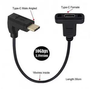 SM 90 Degree Up & Down Angled USB-C USB 3.1 Type C Male to Female Extension Data Cable 30cm SM 90 Degree Up & Down Angled USB-C USB 3.1 Type C Male to Female Extension Data Cable 30cm