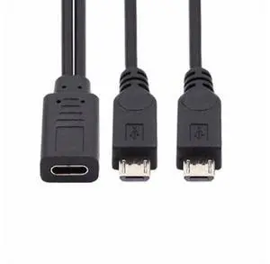 Type-C USB-C Female DC 5V to Dual Micro USB 5Pin Male Splitter Extension Charge Cable Type-C USB-C Female DC 5V to Dual Micro USB 5Pin Male Splitter Extension Charge Cable