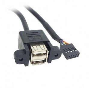 SM 50cm Stackable Dual USB 2.0 A Type Female to Motherboard 9 Pin Header Cable with Screw Panel Holes SM 50cm Stackable Dual USB 2.0 A Type Female to Motherboard 9 Pin Header Cable with Screw Panel Holes