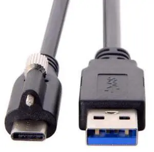 HKCY 5 Meters USB 3.1 Type-C Locking Connector to Standard USB3.0 Data Cable for Camera With Panel Mount Screw HKCY 5 Meters USB 3.1 Type-C Locking Connector to Standard USB3.0 Data Cable for Camera With Panel Mount Screw