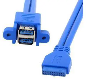 SM Stackable USB 3.0 Female Panel Type to Motherboard 20Pin Header Cable Dual Ports 50cm SM Stackable USB 3.0 Female Panel Type to Motherboard 20Pin Header Cable Dual Ports 50cm